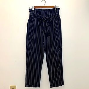 Paper bag Waist Striped Pants